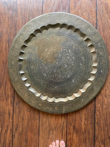 Vintage brass tray round - vintage,